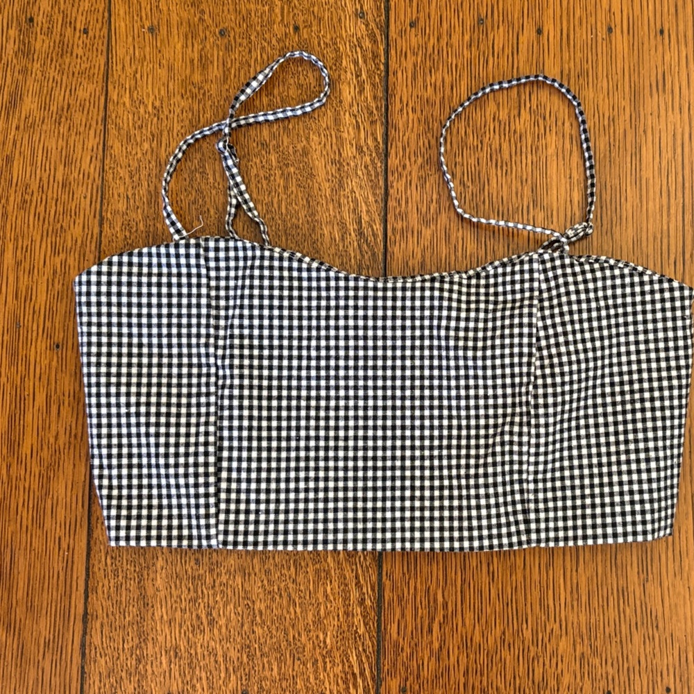 J Galt Black and White Gingham Crop Top